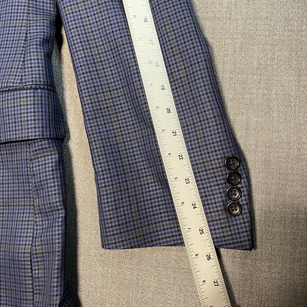 Jos. A. Bank Signature Collection 44L Blazer Silk Wool Blue Tailored Check Plaid